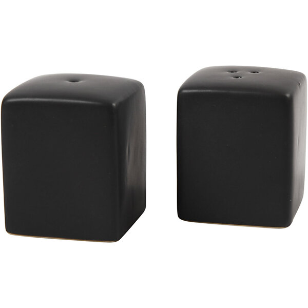 Creativ Company Zout & Peper set, H: 6 cm, afm 5x5 cm, matt, zwart, 6 set/ 1 doos