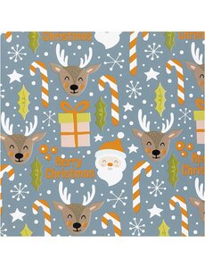 Creativ Company Inpakpapier, Kerstman, kerstcadeau, lolly, rendier, B: 50 cm, 80 gr, grijs, 5 m/ 1 rol