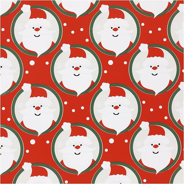 Creativ Company Inpakpapier, Kerstman, B: 50 cm, 80 gr, rood, 5 m/ 1 rol