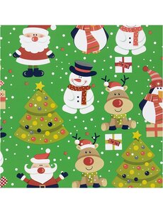 Creativ Company Inpakpapier, Kerstman, kerstboom, kerstcadeau, rendier, sneeuwpop en pinguïn, B: 50 cm, 80 gr, groen, 5 m/ 1 rol