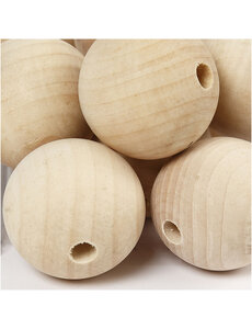 Creativ Company Houten kraal, d 40 mm, gatgrootte 7 mm, 30 stuk/ 1 doos