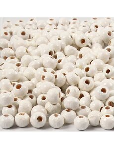 Creativ Company Houten Kralen, d 5 mm, gatgrootte 1,5 mm, wit, 6 gr/ 1 doos