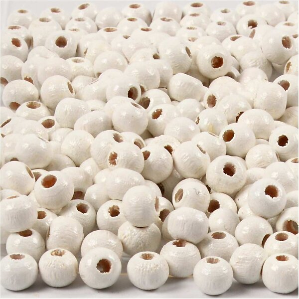 Creativ Company Houten Kralen, d 5 mm, gatgrootte 1,5 mm, wit, 6 gr/ 1 doos