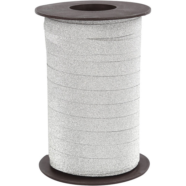 Creativ Company Cadeaulint, B: 10 mm, glitter, zilver, 100 m/ 1 doos