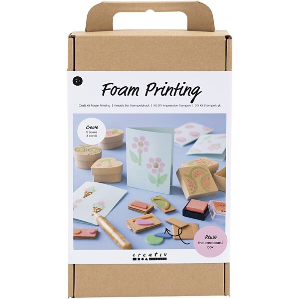 Creativ Company Hobbyset Foam Druk, Versierde dozen en kaarten, beige, mid groen, mint, helder rood, 1 doos