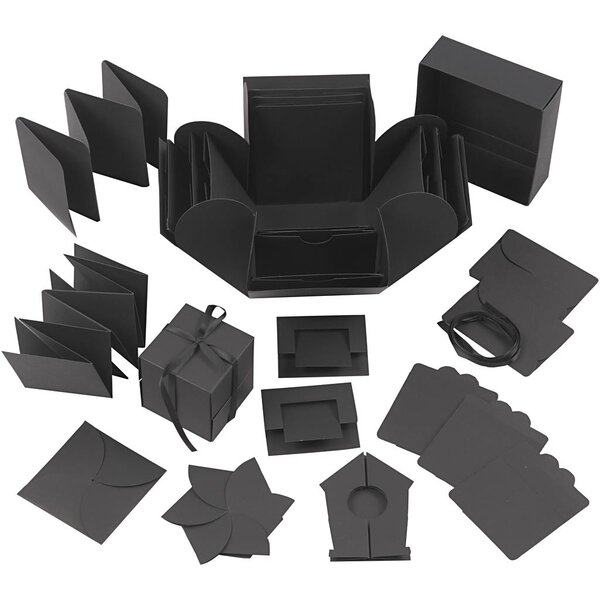 Creativ Company Explosion box, afm 7x7x7,5+12x12x12 cm, zwart, 1 stuk