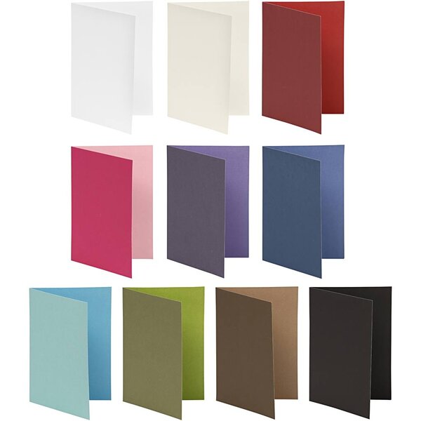 Creativ Company Kaart, afmeting kaart 10,5x15 cm, Inhoud kan variëren , 250 gr, diverse kleuren, 30 doos/ 1 doos