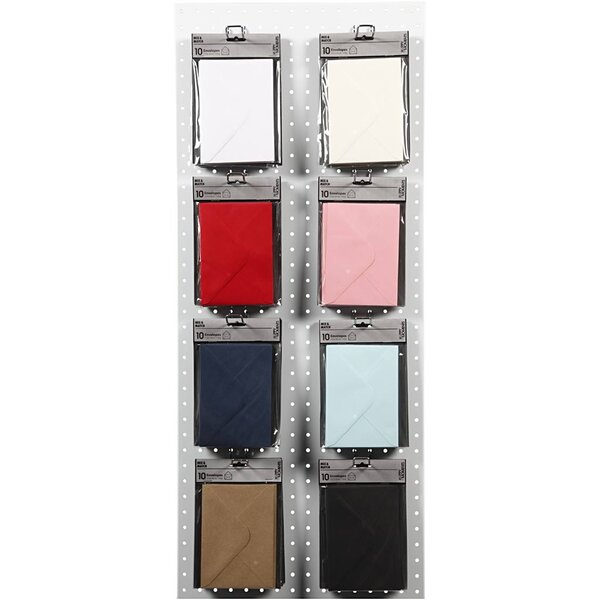 Creativ Company Enveloppen, afmeting envelop 11,5x16 cm, 110 gr, zwart, blauw, rood, wit, 8x10 doos/ 1 doos