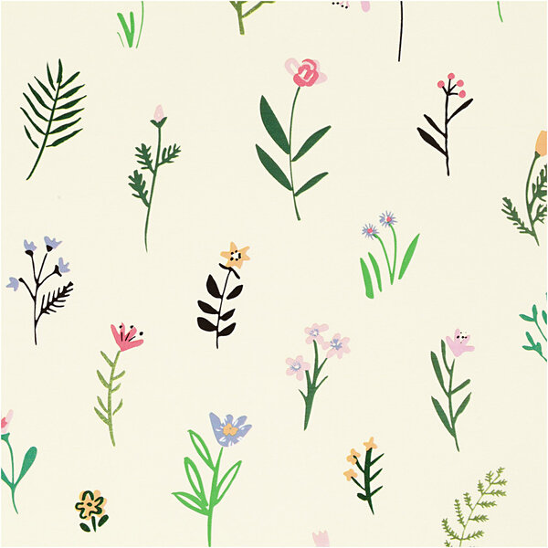 Creativ Company Inpakpapier, flora, B: 50 cm, 80 gr, 100 m/ 1 rol