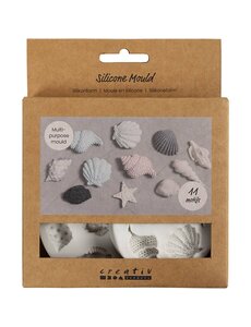 Creativ Company Siliconen vormen, Zeester, grote zeeschelp, schelp, H: 0,3-1 cm, L: 1,3-3,3 cm, 2 stuk/ 1 doos