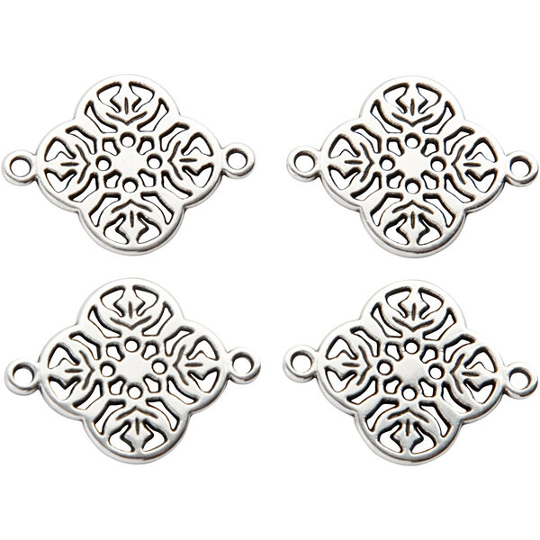 Sieraden hanger, d 15 mm, gatgrootte 1,2 mm, verzilverd, 4 stuk/ 1 doos