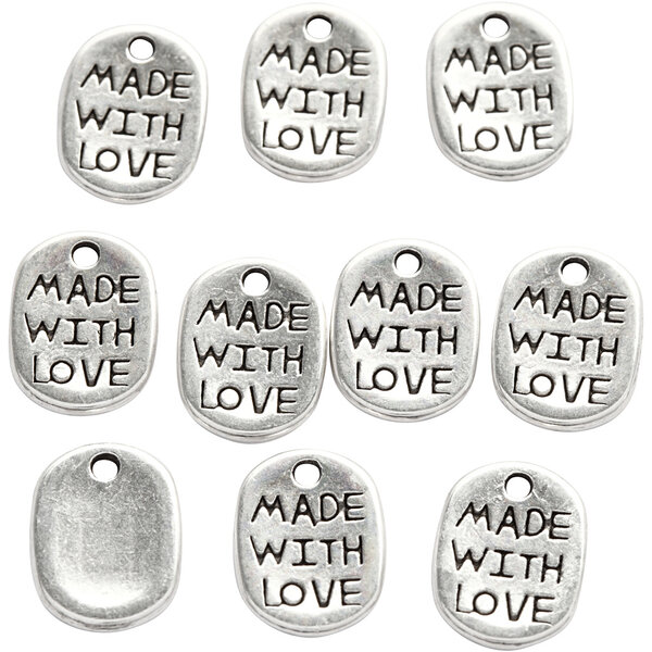 Creativ Company Sieraden hanger, L: 12 mm, B: 8 mm, gatgrootte 1 mm, verzilverd, 10 stuk/ 1 doos