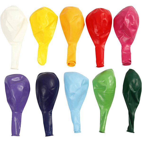 Creativ Company Ballonnen, rond, d 23 cm, diverse kleuren, 10 stuk/ 1 doos