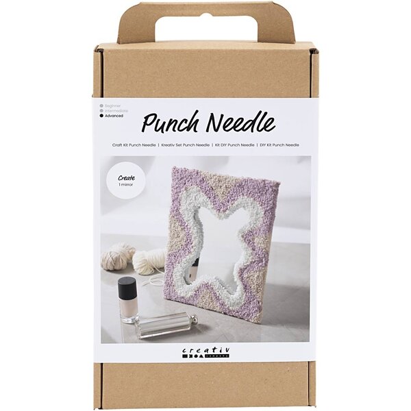 Creativ Company Hobbyset Punch Needle, Spiegel, pastelkleuren, 1 doos