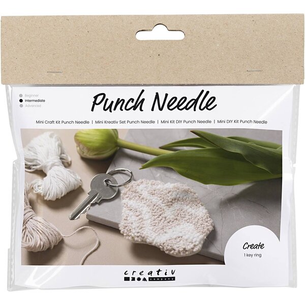 Creativ Company Mini Hobbyset Punch Needle, Sleutelhanger, beige, 1 doos