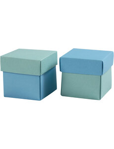 Creativ Company Vouwdoos, afm 5,5x5,5 cm, 250 gr, lichtturquoise/donkerturquoise, 10 stuk/ 1 doos
