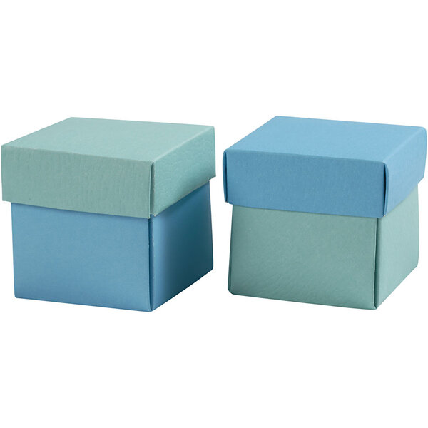 Creativ Company Vouwdoos, afm 5,5x5,5 cm, 250 gr, lichtturquoise/donkerturquoise, 10 stuk/ 1 doos