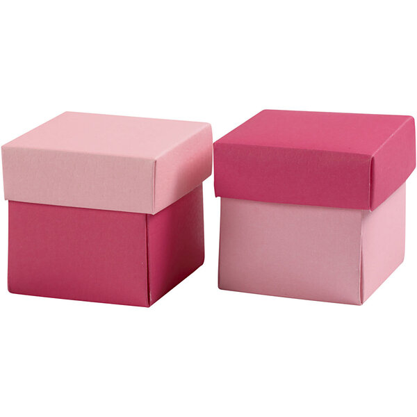 Creativ Company Vouwdoos, afm 5,5x5,5 cm, 250 gr, roze, 10 stuk/ 1 doos
