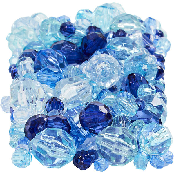 Creativ Company Facet kralen, afm 4-12 mm, gatgrootte 1-2,5 mm, blauw harmonie, 250 gr/ 1 doos