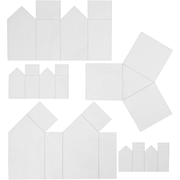 Creativ Company Gietvormen, huizen en driehoeken, H: 6-14,5 cm, dikte 0,5 mm, transparant, 5 stuk/ 1 doos