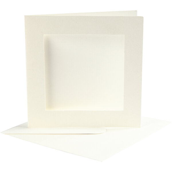 Creativ Company Passepartout Kaarten, afmeting kaart 12,5x12,5 cm, afmeting envelop 13,5x13,5 cm, off-white, 10 set/ 1 doos