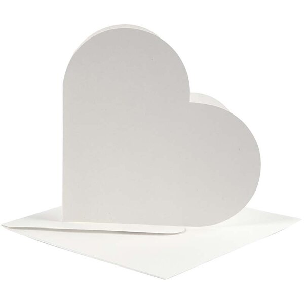 Creativ Company Hartvormige Kaarten, afmeting kaart 12,5x12,5 cm, afmeting envelop 13,5x13,5 cm, off-white, 10 set/ 1 doos