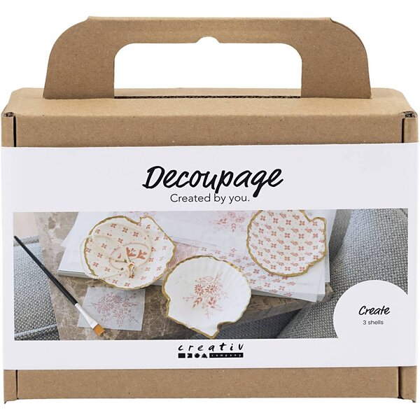 Creativ Company Mini Hobbyset Decoupage, Mosselschelpen, lichtroze, 1 doos