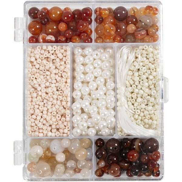 Creativ Company Creatieve Box Sieraden, Agaten, afm 2,6-10 mm, gatgrootte 0,8-1,8 mm, diverse kleuren, 1 doos