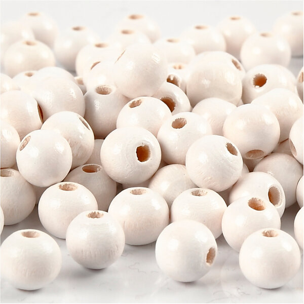 Creativ Company Houten Kralen, d 8 mm, gatgrootte 2 mm, wit, 15 gr/ 1 doos