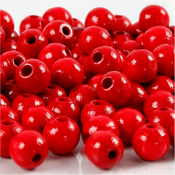 Creativ Company Houten Kralen, d 8 mm, gatgrootte 2 mm, rood, 15 gr/ 1 doos