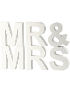 Creativ Company Letters, MR & MRS, H: 17,5 cm, D: 4,5 cm, wit, 1 set
