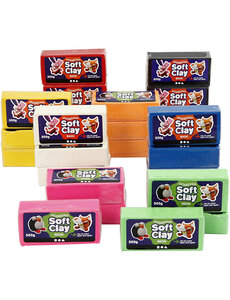 Creativ Company Boetseerklei, afm 13x6x4 cm, diverse kleuren, 24x500 gr/ 1 doos