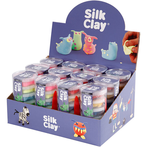 Silk Clay Silk Clay®, neon kleuren, standaardkleuren, 12 set/ 1 doos