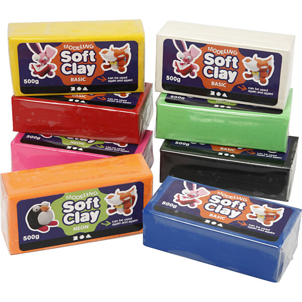 Creativ Company Boetseerklei, diverse kleuren, 8x500 gr/ 1 doos