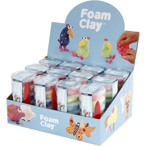 Foam Clay Foam Clay®, glitterkleuren, metallic kleuren, 12 set/ 1 doos