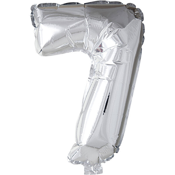 Folieballon , 7, H: 41 cm, zilver, 1 stuk