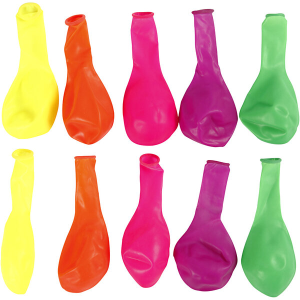 Creativ Company Ballonnen, rond, d 23 cm, neon kleuren, 10 stuk/ 1 doos