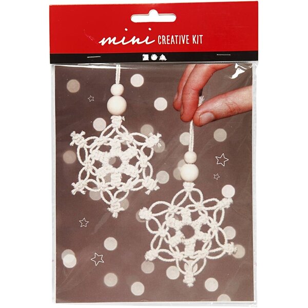 Creativ Company Creative mini kit, macramé sneeuwvlok, H: 10 cm, 1 doos