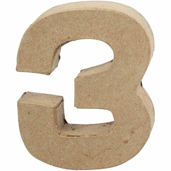 Creativ Company Cijfer, 3, H: 10 cm, B: 8 cm, dikte 1,7 cm, 1 stuk