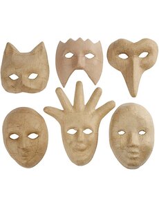  Maskers, H: 12-21 cm, 6 stuk/ 1 doos