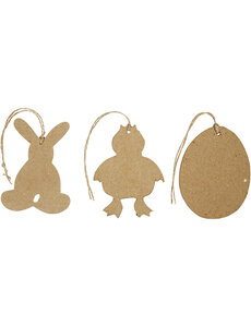 Creativ Company Paas decoraties, konijn, kip en ei, H: 10 cm, 6 stuk/ 1 doos