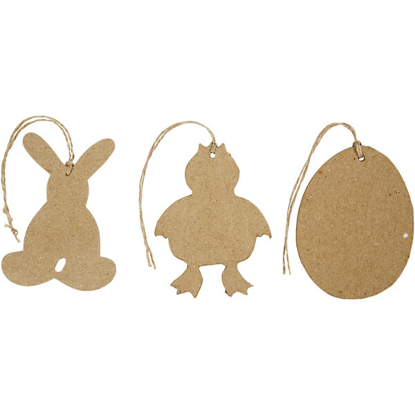 Creativ Company Paas decoraties, konijn, kip en ei, H: 10 cm, 6 stuk/ 1 doos