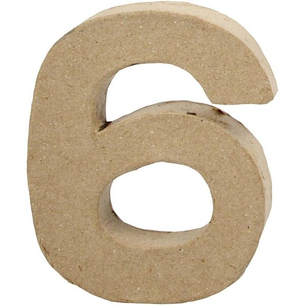 Creativ Company Cijfer, 6, H: 10 cm, B: 8,2 cm, dikte 1,7 cm, 1 stuk