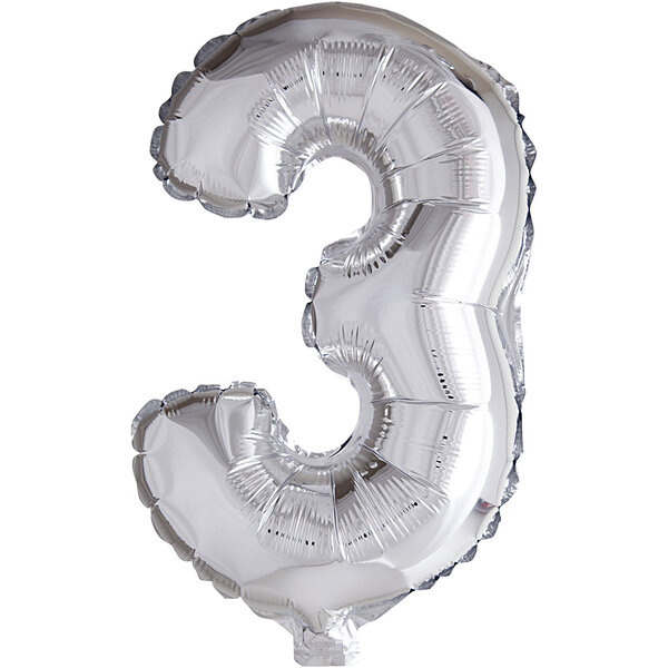 Creativ Company Folieballon , 3, H: 41 cm, zilver, 1 stuk