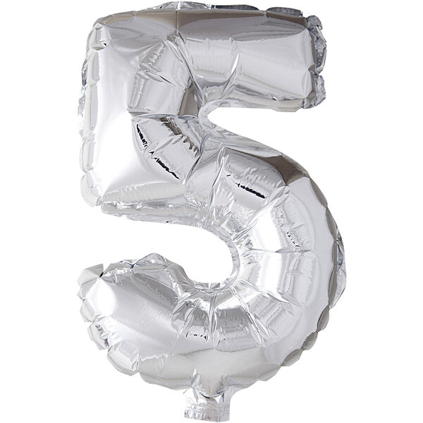 Creativ Company Folieballon , 5, H: 41 cm, zilver, 1 stuk