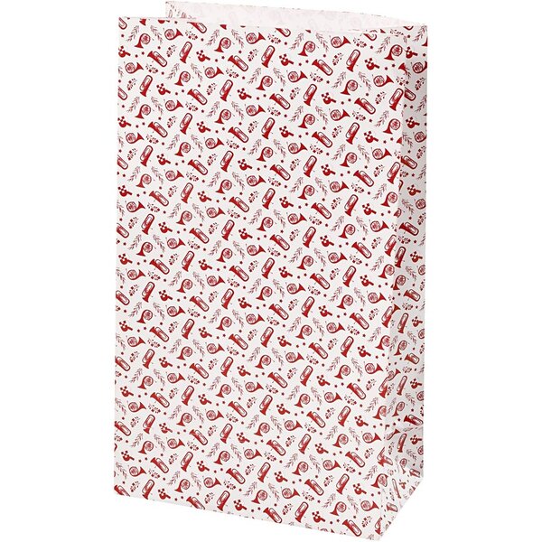 Vivi Gade Papieren zakken, trompet, H: 21 cm, afm 6x12 cm, 80 gr, rood, wit, 8 stuk/ 1 doos