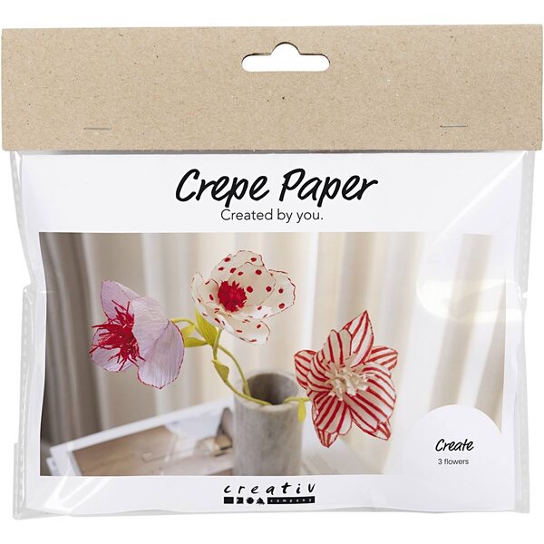 Creativ Company Mini hobbyset crêpepapier, Bloemen, pastelkleuren, 1 doos