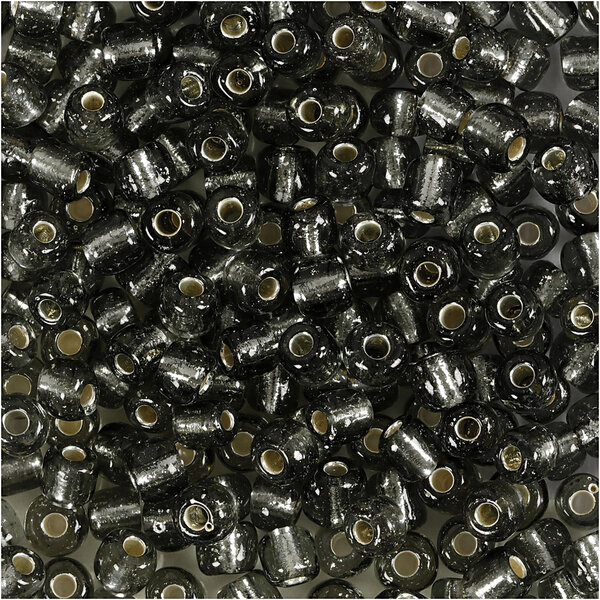 Creativ Company Rocailles, d 4 mm, afm 6/0, gatgrootte 0,9-1,2 mm, helder grijs, 25 gr/ 1 doos