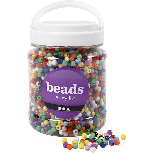 Creativ Company Pony kralen, d 6 mm, gatgrootte 3 mm, diverse kleuren, 425 gr, 700 ml/ 1 Doosje