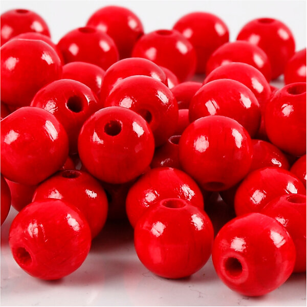 Creativ Company Houten Kralen, d 12 mm, gatgrootte 3 mm, rood, 22 gr/ 1 doos